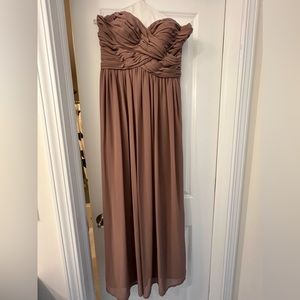 Taupe Strapless Bridesmaid Dress